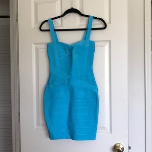 Blue Bandage Body Con Dress